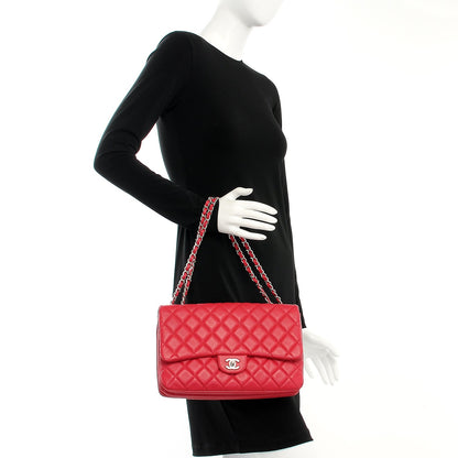 Chanel Lambskin Quilted Jumbo Chanel 3 Flap Dark Pink 2 of 9