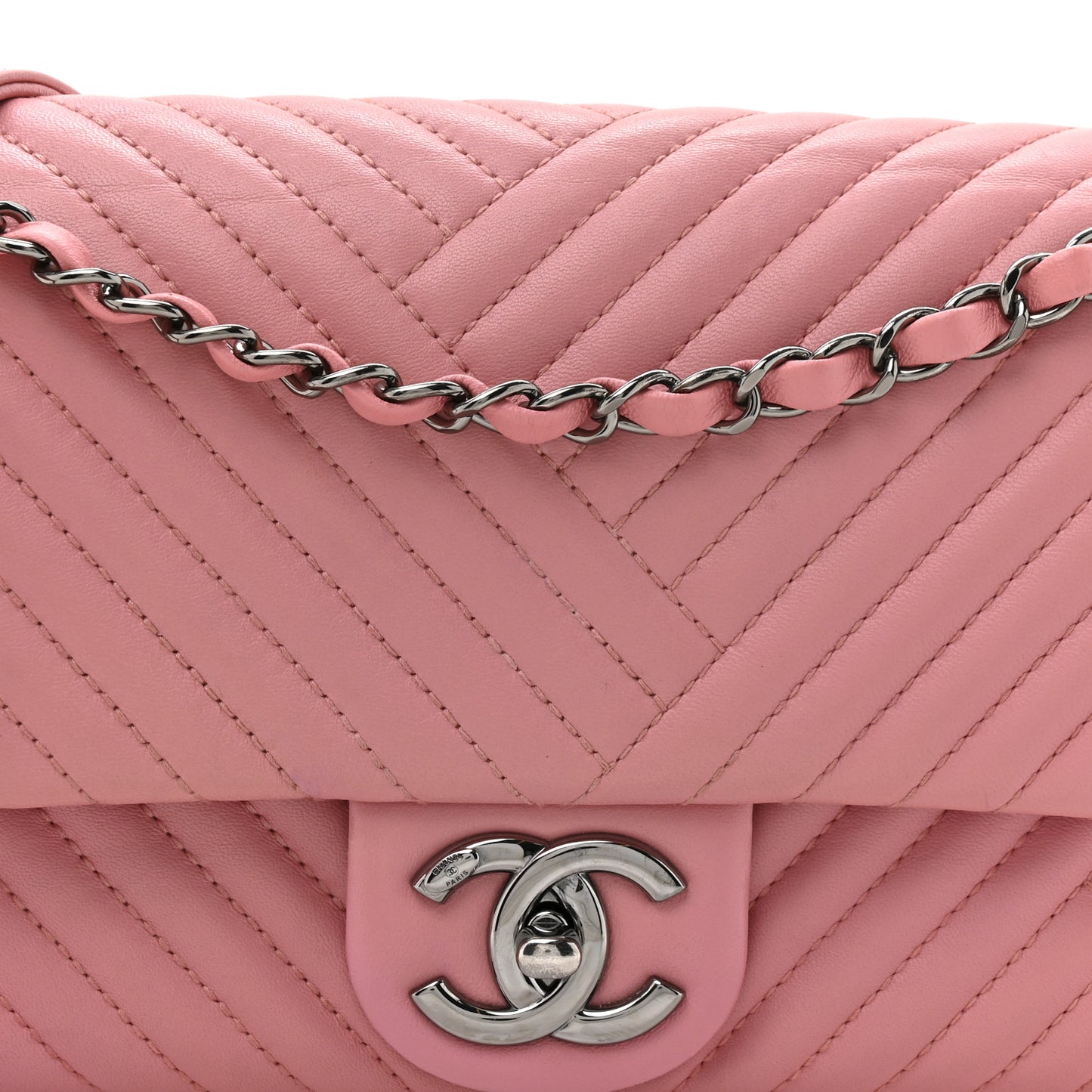 Lambskin Quilted Medium CC Crossing Flap Pink
