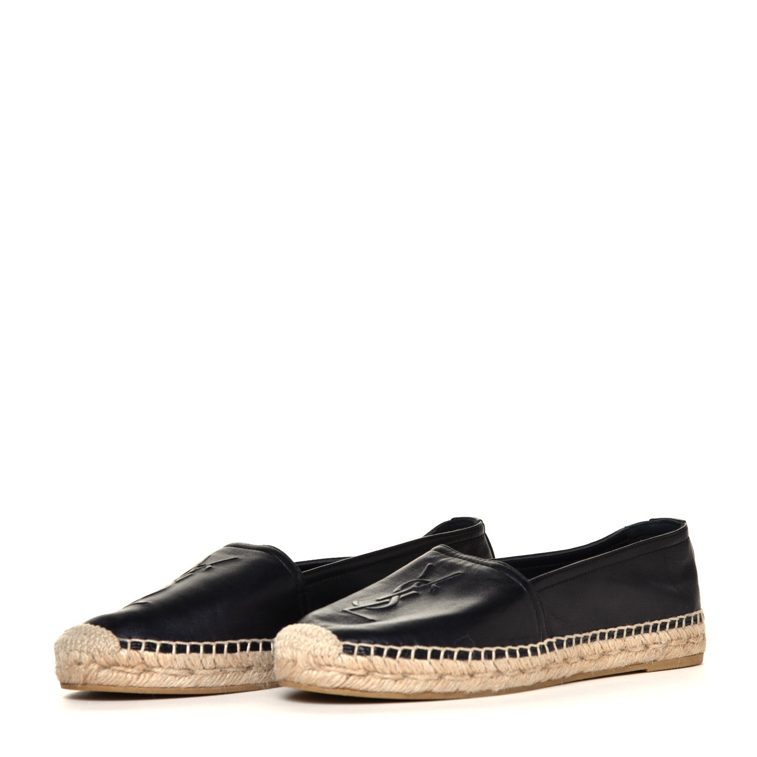 Saint Laurent Lambskin Monogram Espadrilles 37 Black 6 of 12