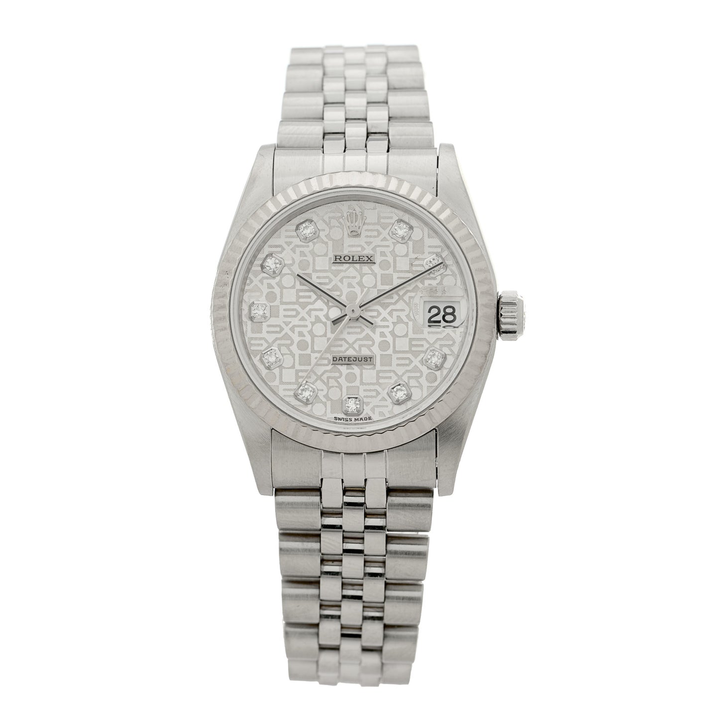 Stainless Steel 18K White Gold Diamond 31mm Oyster Perpetual Datejust Watch Silver Jubilee 78274