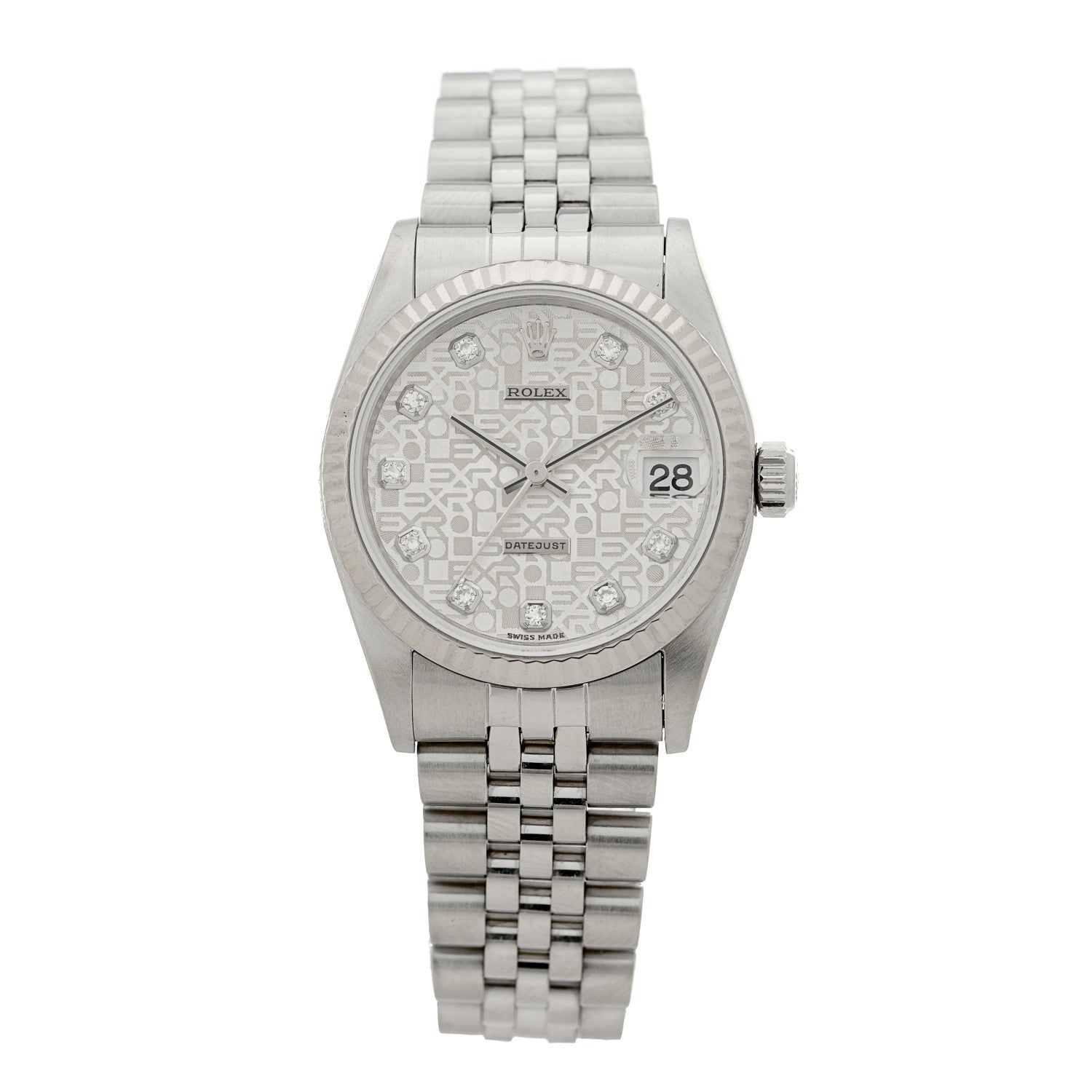 Rolex Stainless Steel 18K White Gold Diamond 31mm Oyster Perpetual Datejust Watch Silver Jubilee 78274 1 of 4