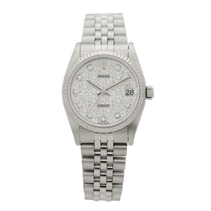Rolex Stainless Steel 18K White Gold Diamond 31mm Oyster Perpetual Datejust Watch Silver Jubilee 78274 1 of 4