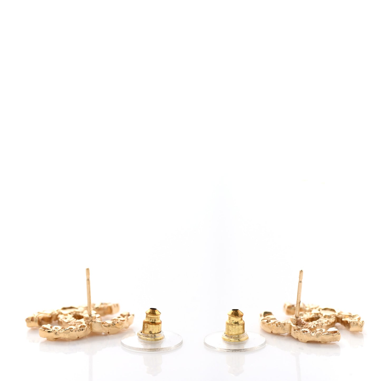 Metal Textured CC Earrings Gold