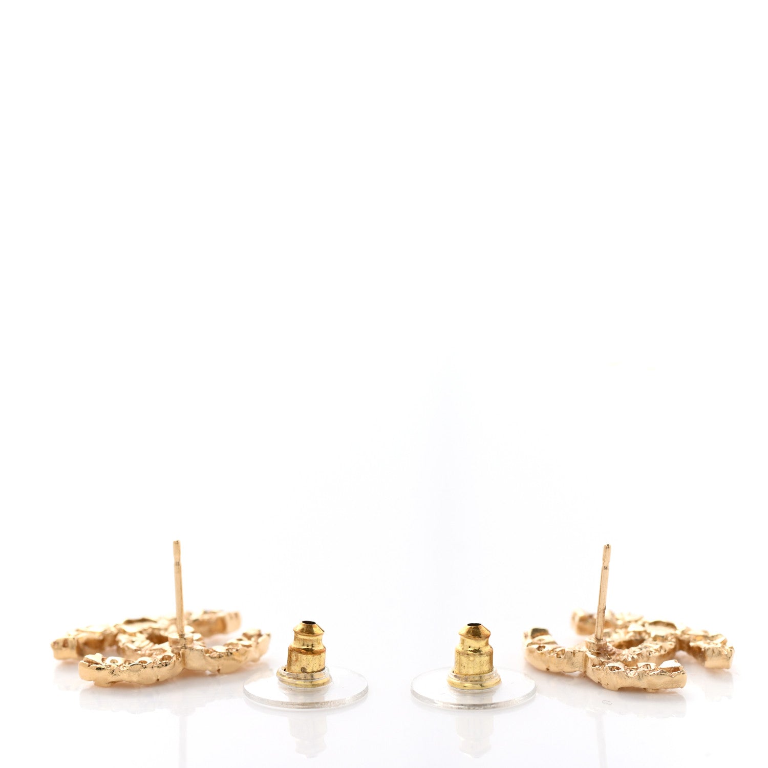 Chanel Metal Textured CC Earrings Gold 6 of 10