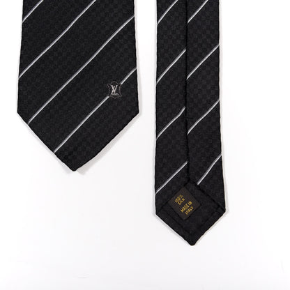 Louis Vuitton Silk Mens Damier Lines Neck Tie Black 4 of 5