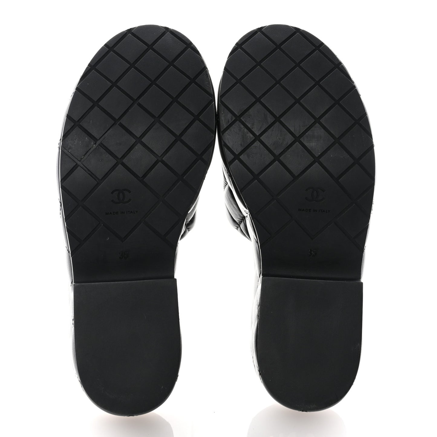 Lambskin Quilted CC Mules Wedge Sandals 35 Black