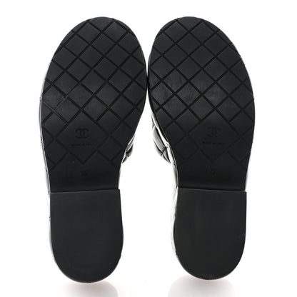 Chanel Lambskin Quilted CC Mules Wedge Sandals 35 Black 5 of 8