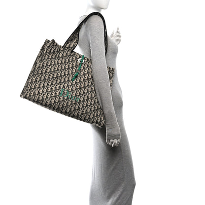 Christian Dior Cotton Oblique Large Spongy Book Tote  Beige Black 2 of 9