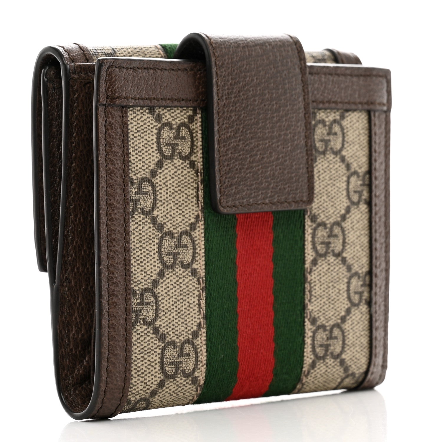 Gucci GG Supreme Monogram Web Ophidia French Flap Wallet Beige New Acero 3 of 6
