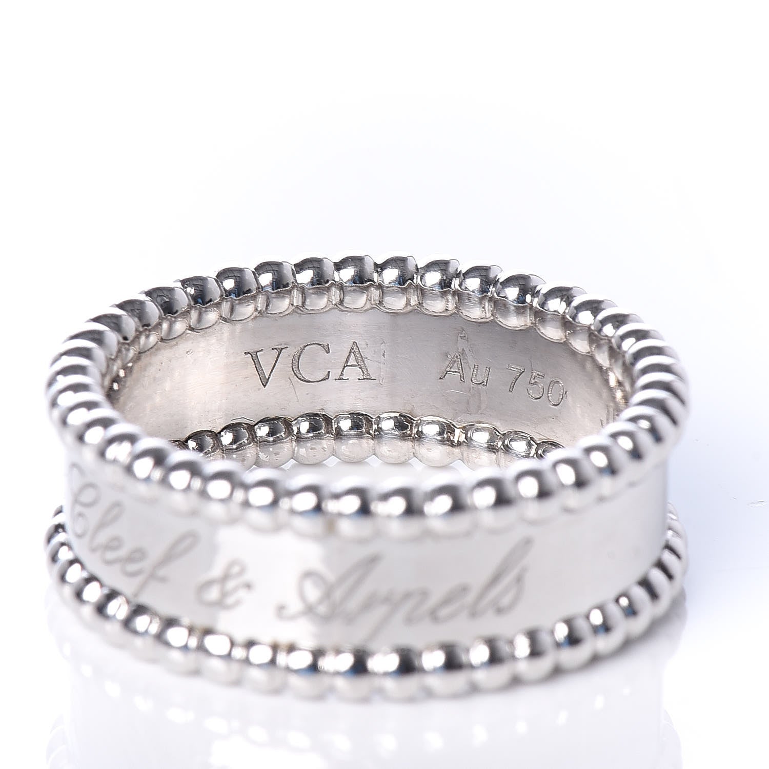 Van Cleef & Arpels 18K White Gold Perlee Signature Ring 57 8 6 of 6