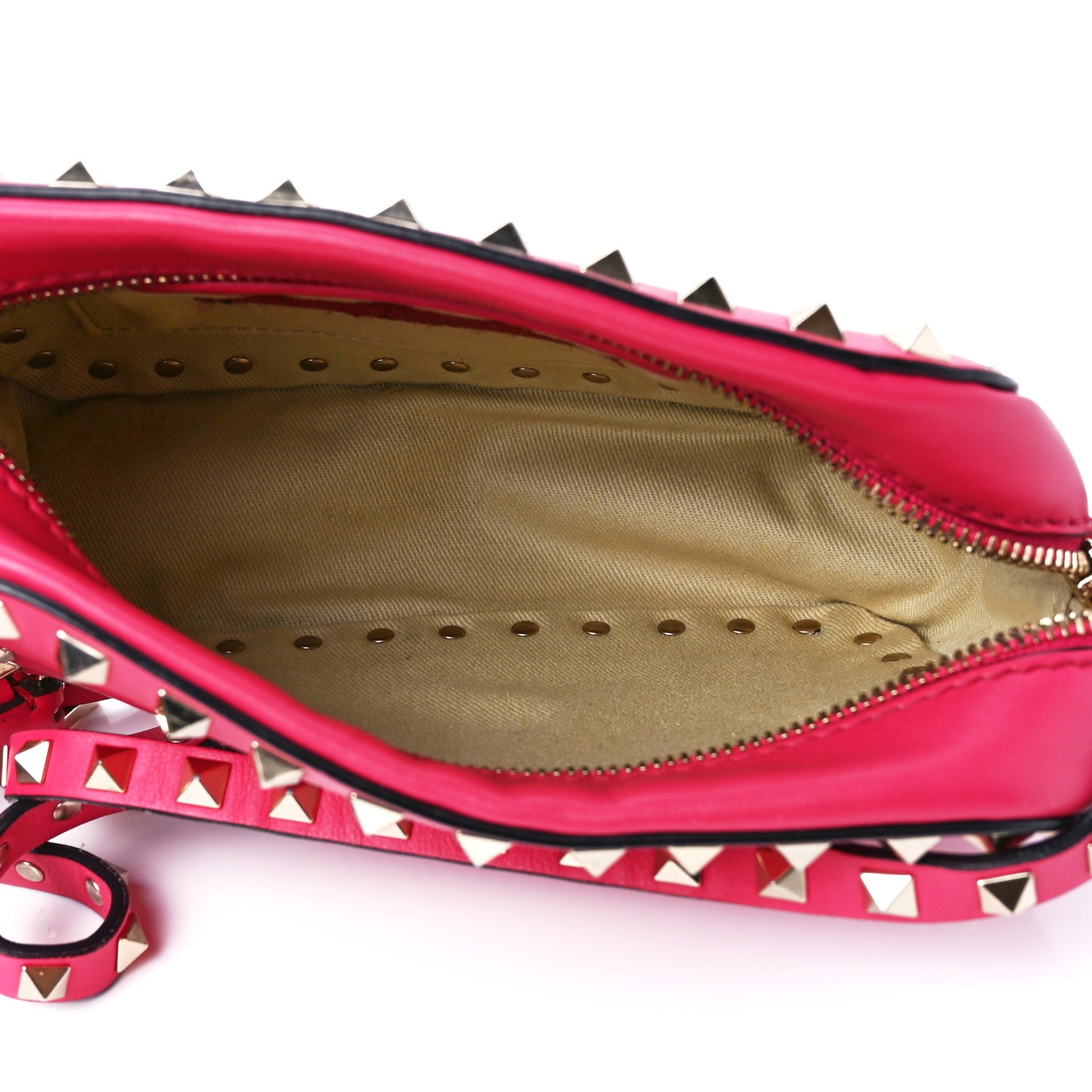 Calfskin Rockstud Camera Crossbody Bag Deep Fuxia