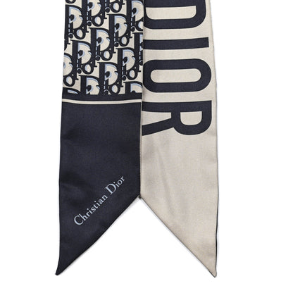 Christian Dior Silk Oblique Mitzah Scarf Blue 2 of 4