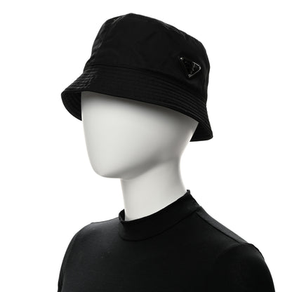 Prada Re-Nylon Metal Triangle Logo Womens Bucket Hat M Black 2 of 8