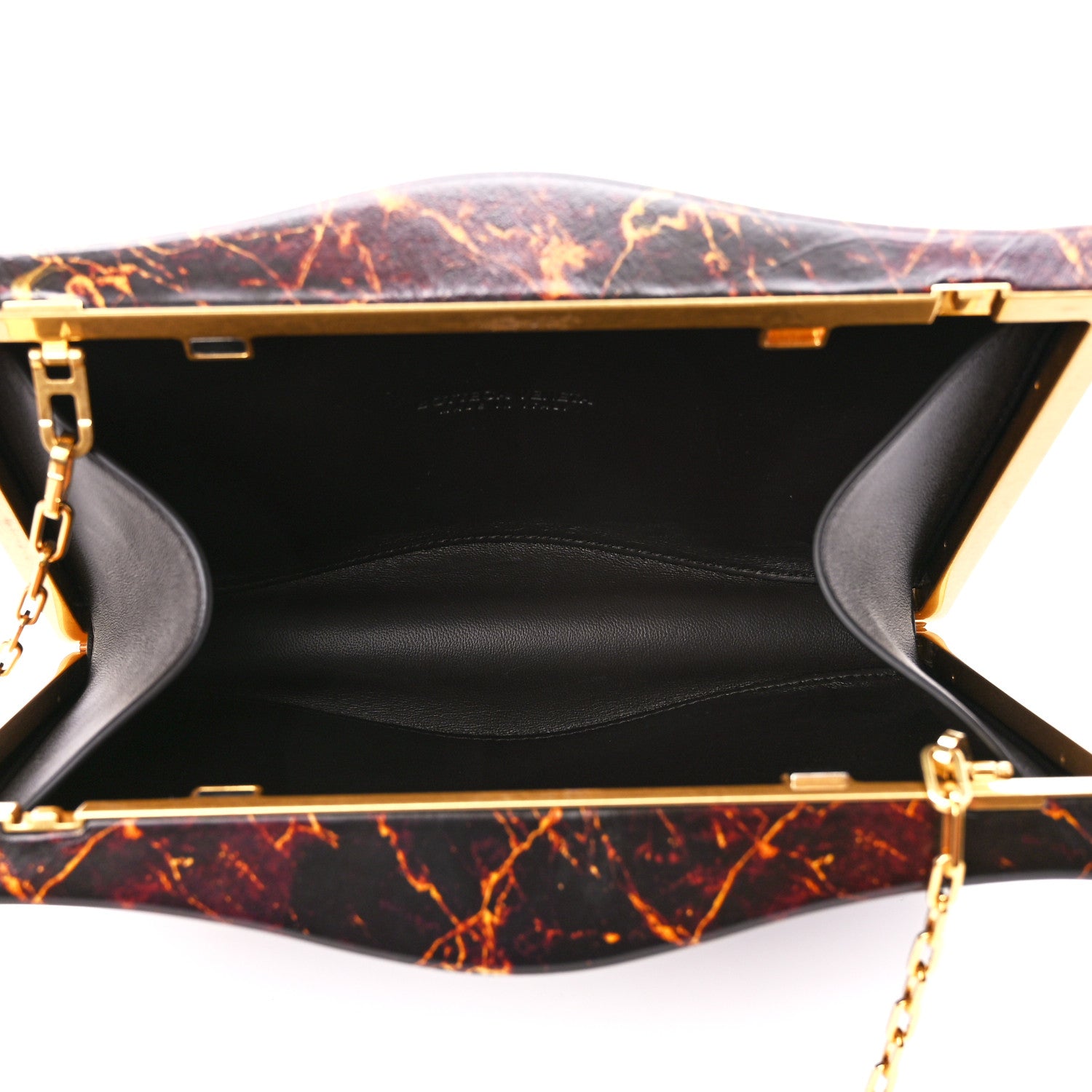 Bottega Veneta Spazzolato Calfskin Chain Clutch Gold Marble 5 of 11