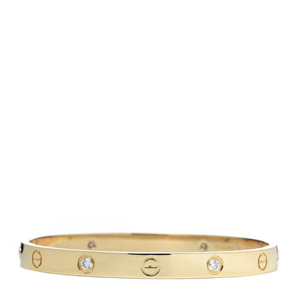 Cartier 18K Yellow Gold 4 Diamond LOVE Bracelet 18 3 of 8