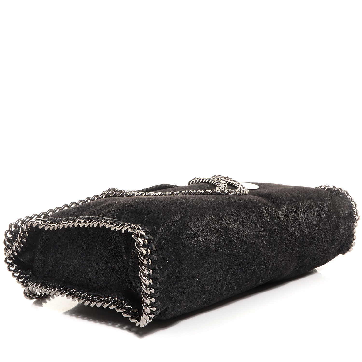 Stella McCartney Faux Leather Shaggy Deer Falabella Fold Over Tote Black 4 of 8