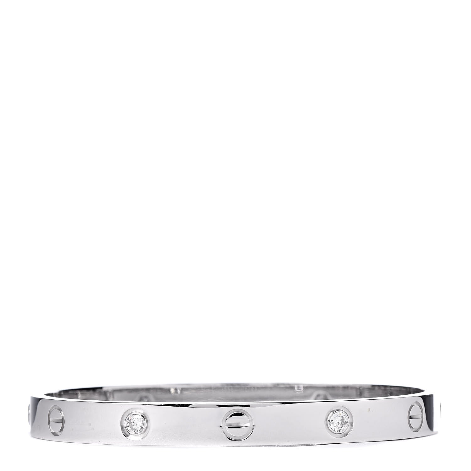 Cartier 18K White Gold 4 Diamond LOVE Bracelet 17 3 of 7