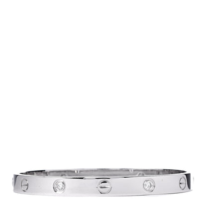 Cartier 18K White Gold 4 Diamond LOVE Bracelet 17 3 of 7