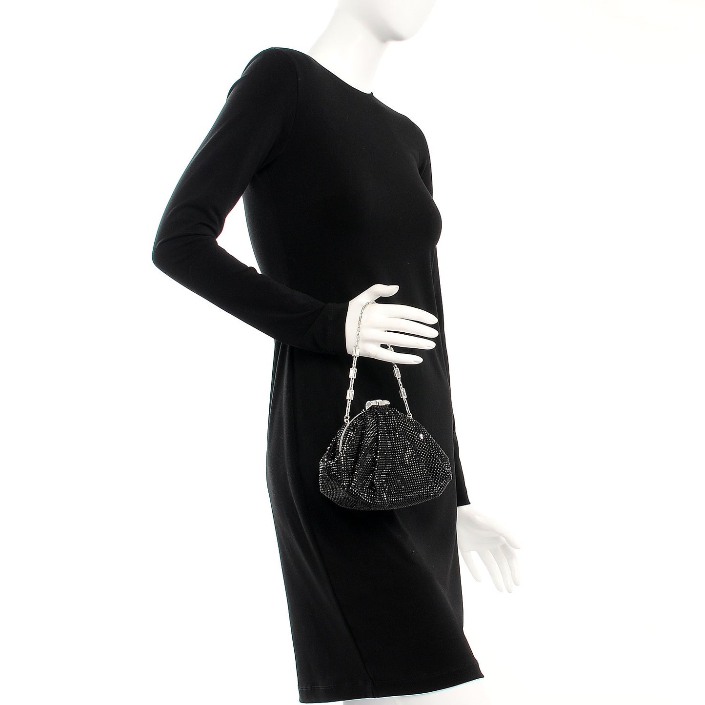 Swarovski Crystal Kisslock Clutch Black Silver