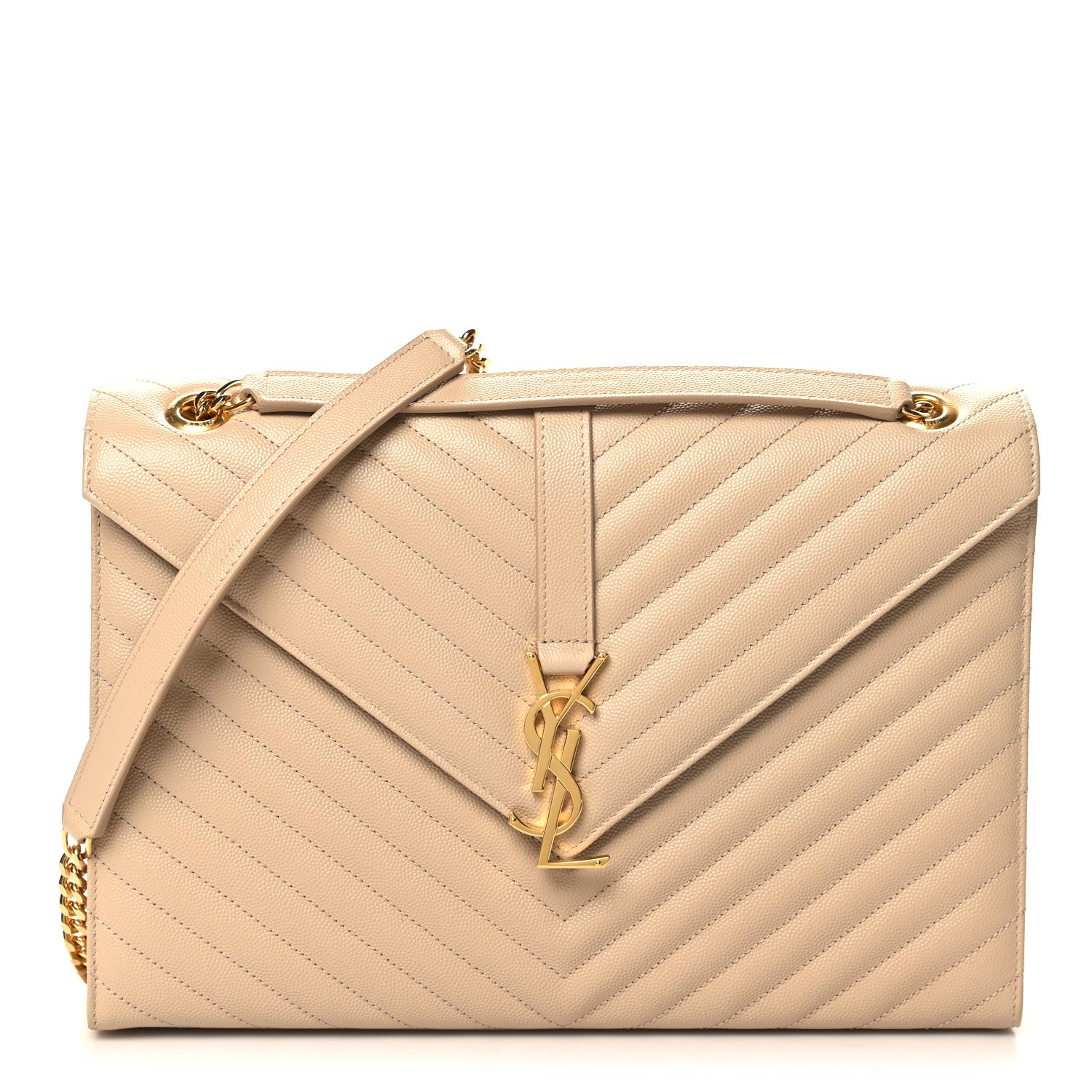 Saint Laurent Grain De Poudre Matelasse Chevron Large Monogram Satchel Nude Powder 1 of 10