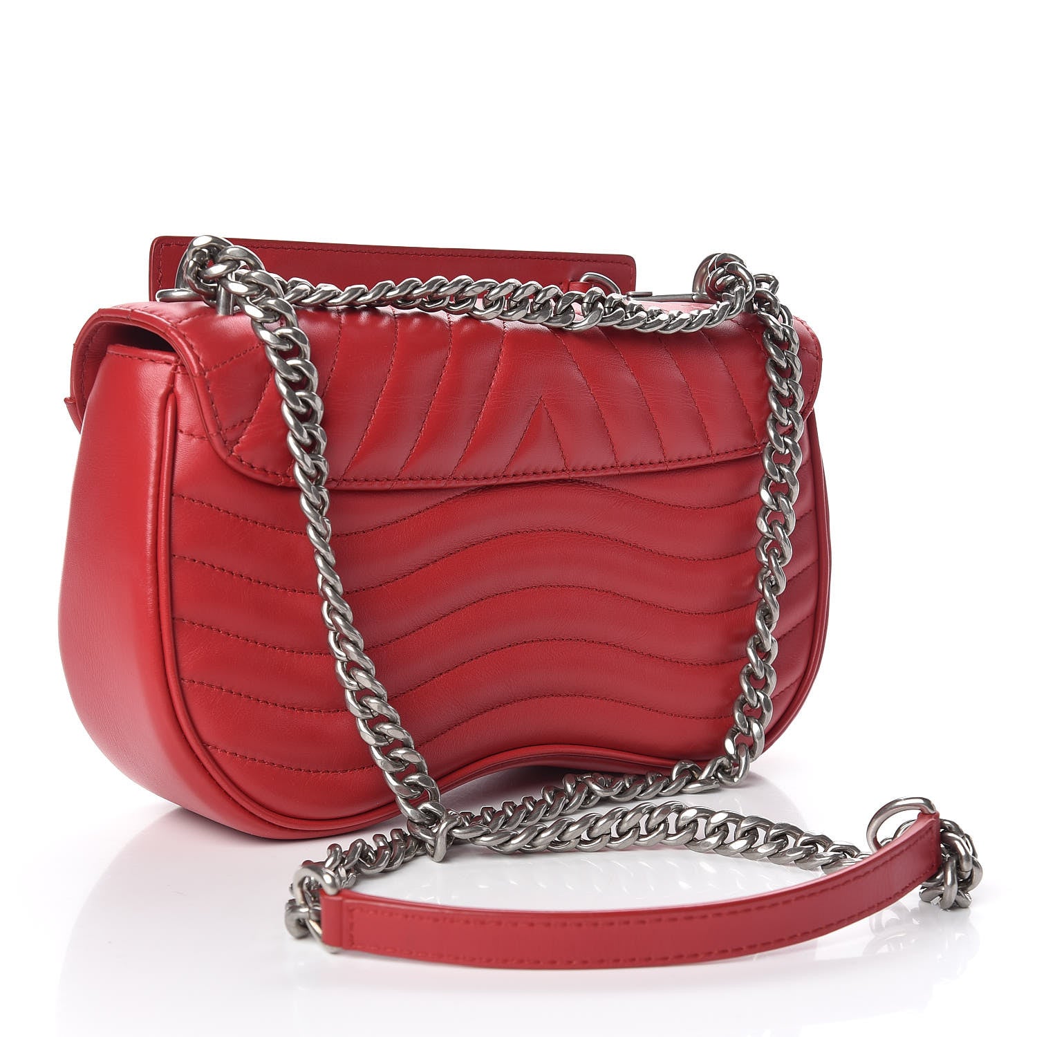 Louis Vuitton Calfskin New Wave Chain MM Ecarlate 3 of 10