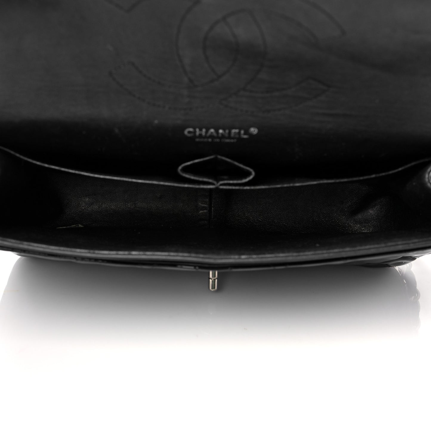 Patent Quilted Jumbo Double Flap Black
