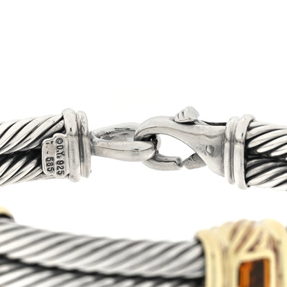 David Yurman Sterling Silver 14K Yellow Gold Citrine Double Station Cable Bracelet 3 of 3