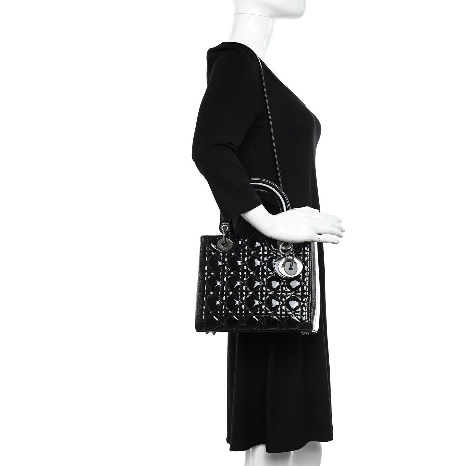 Christian Dior Patent Cannage Medium Lady Dior Black 2 of 10