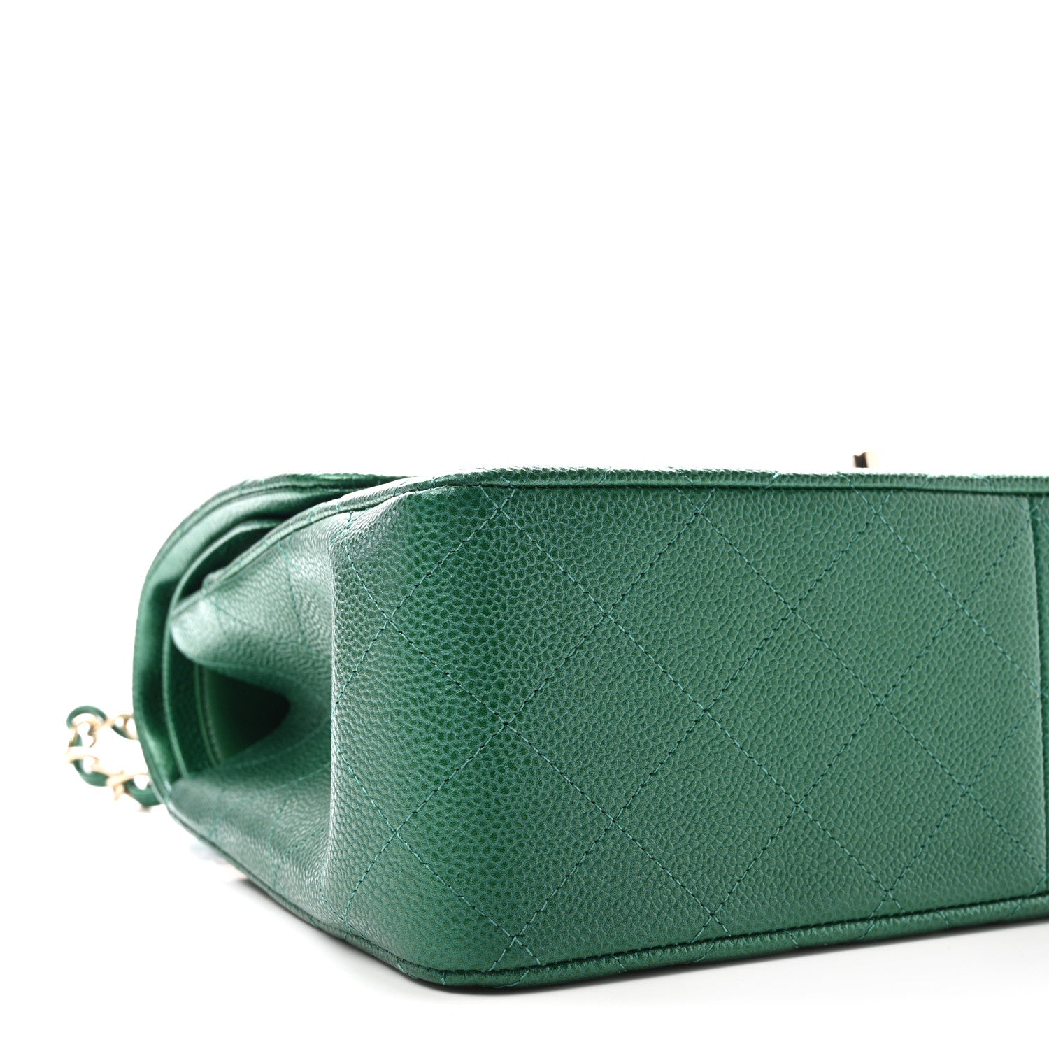 Chanel Metallic Caviar Quilted Jumbo Double Flap Green 9 of 10