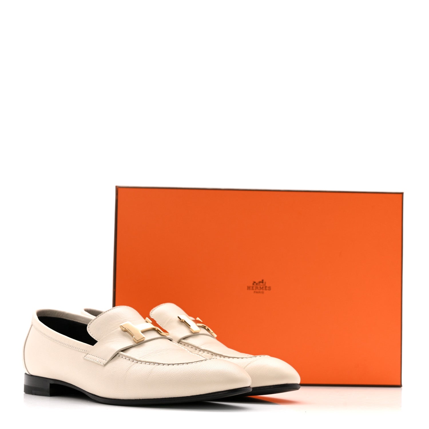 Hermes Calfskin Womens Paris Loafers 37 White 13 of 13