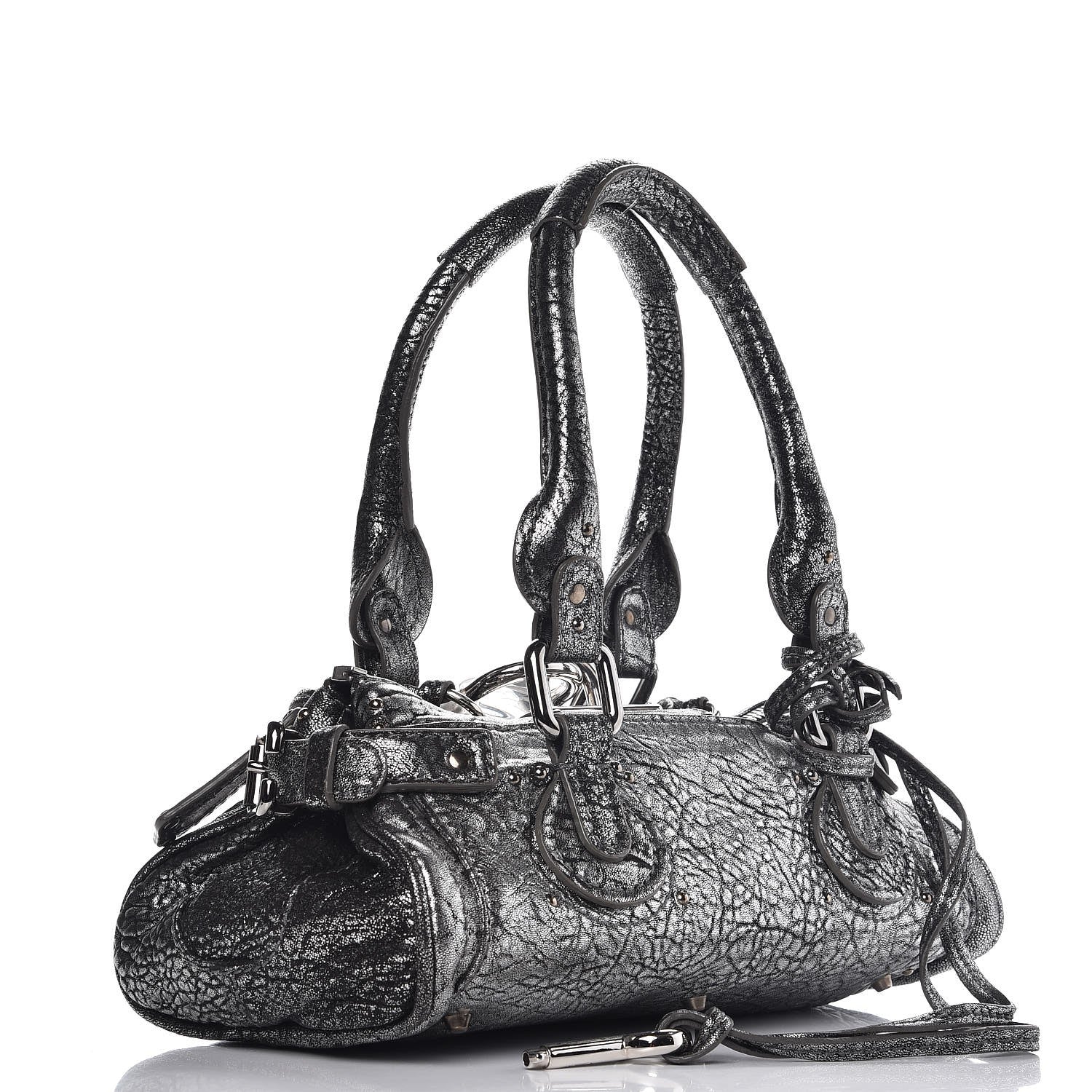 Chloe Metallic Pebbled Lambskin Small Paddington Satchel Silver 3 of 7