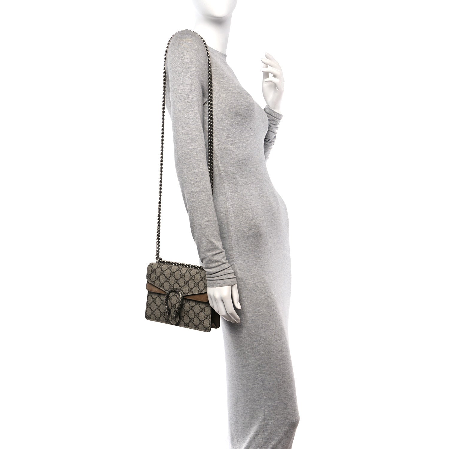 Gucci GG Supreme Monogram Mini Dionysus Shoulder Bag Taupe 2 of 12