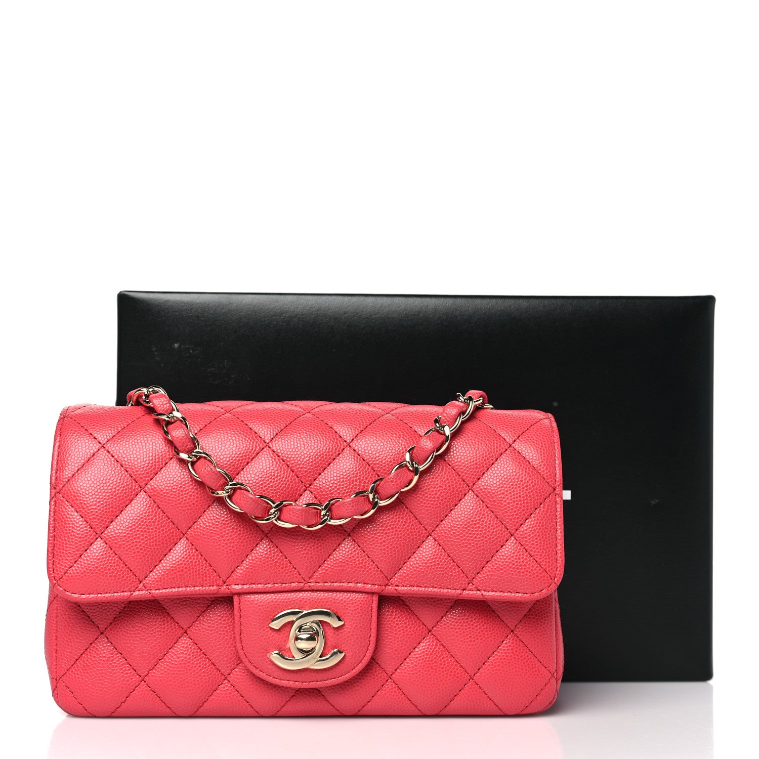 Chanel Caviar Quilted Mini Rectangular Flap Dark Pink 11 of 11