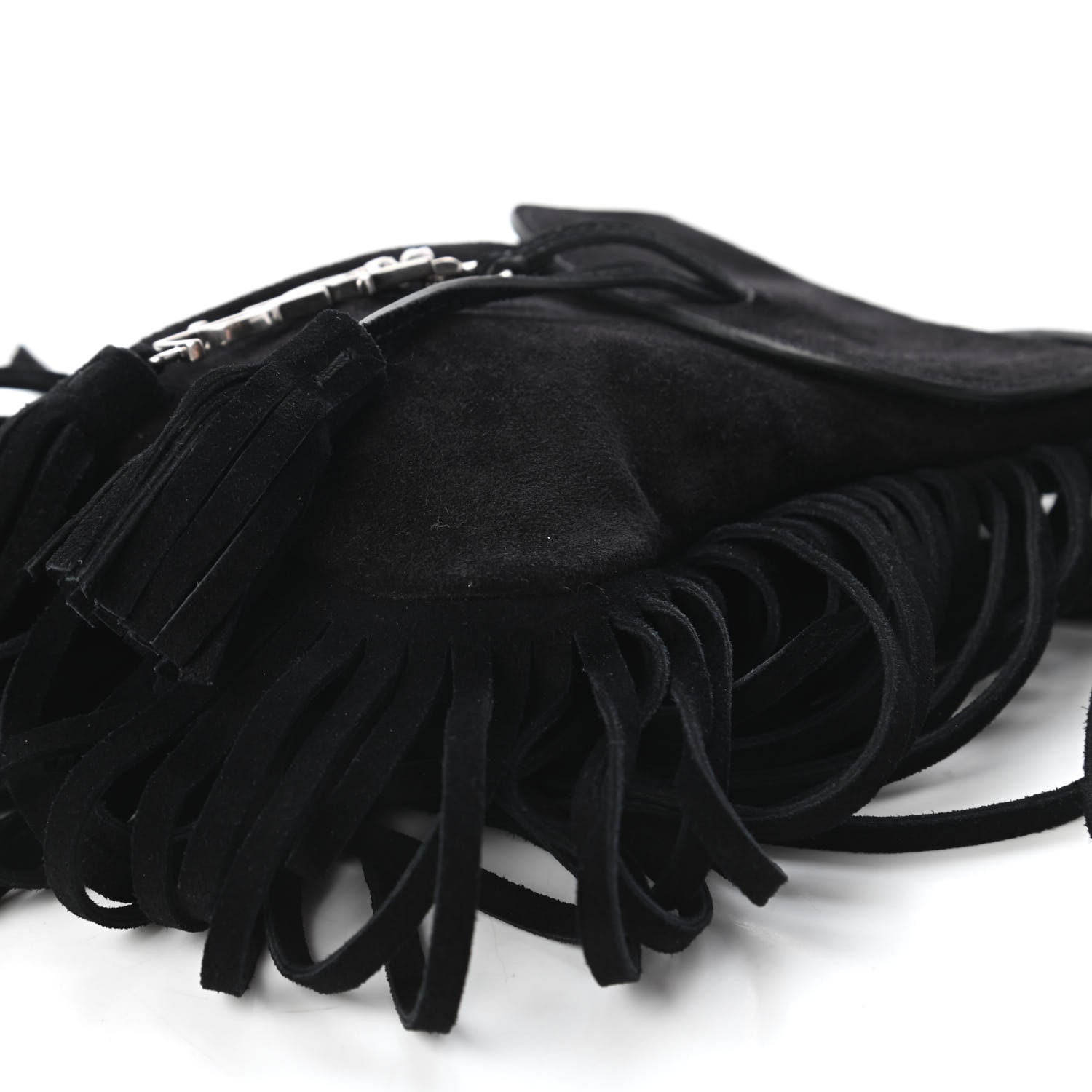 Saint Laurent Suede Fringe Toy Monogram Anita Crossbody Bag Black 7 of 10