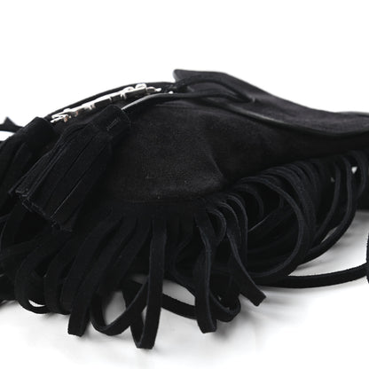 Saint Laurent Suede Fringe Toy Monogram Anita Crossbody Bag Black 7 of 10