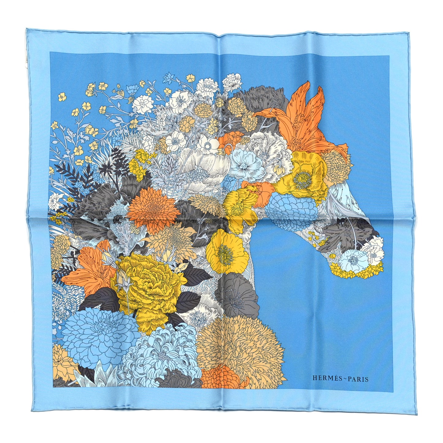 Silk Robe Legere Scarf 45 Bleu Orange Jaune