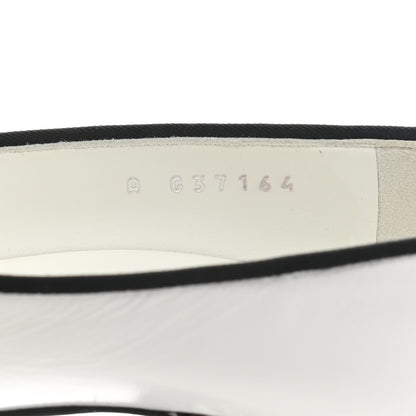 Chanel Laminated Lambskin Grosgrain Chain CC Cap Toe Pumps 37.5 White Black 8 of 10