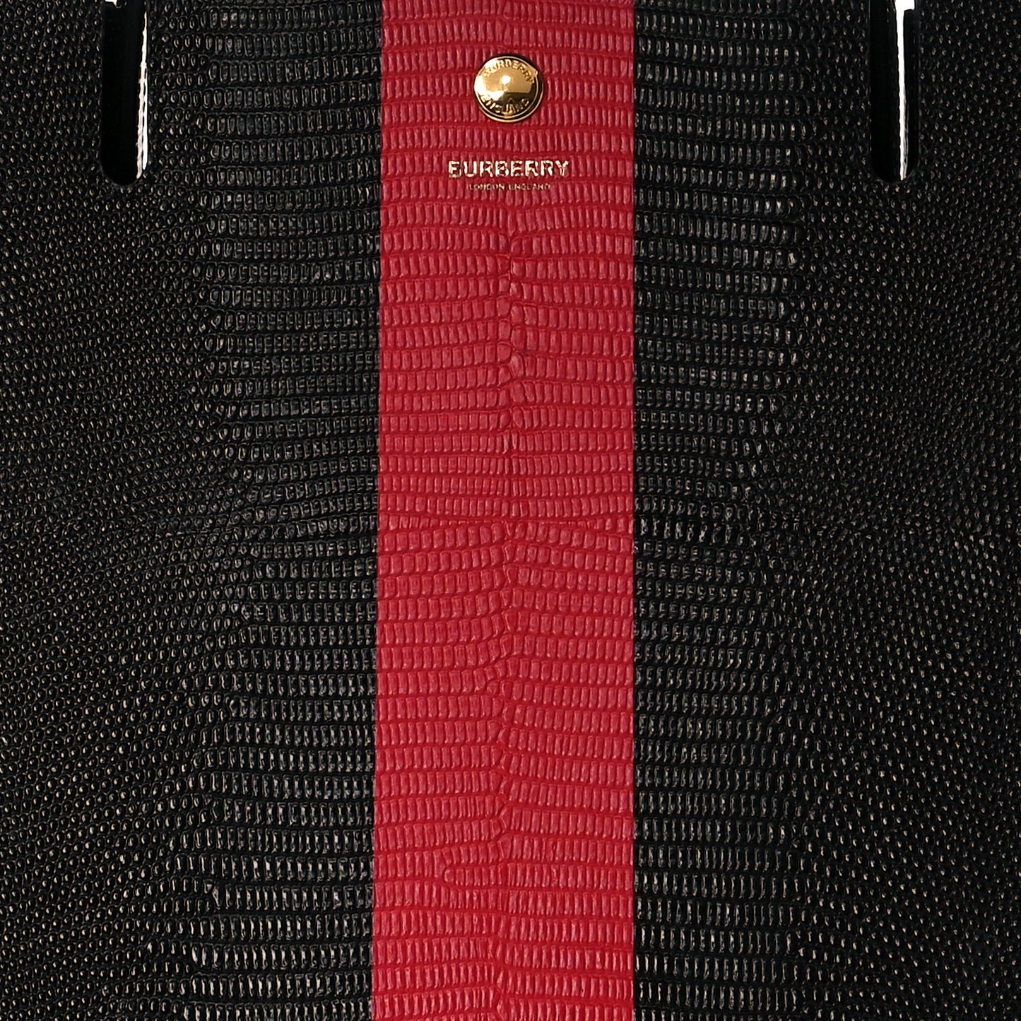 Calfskin Lizard Embossed Large Title Tote Black