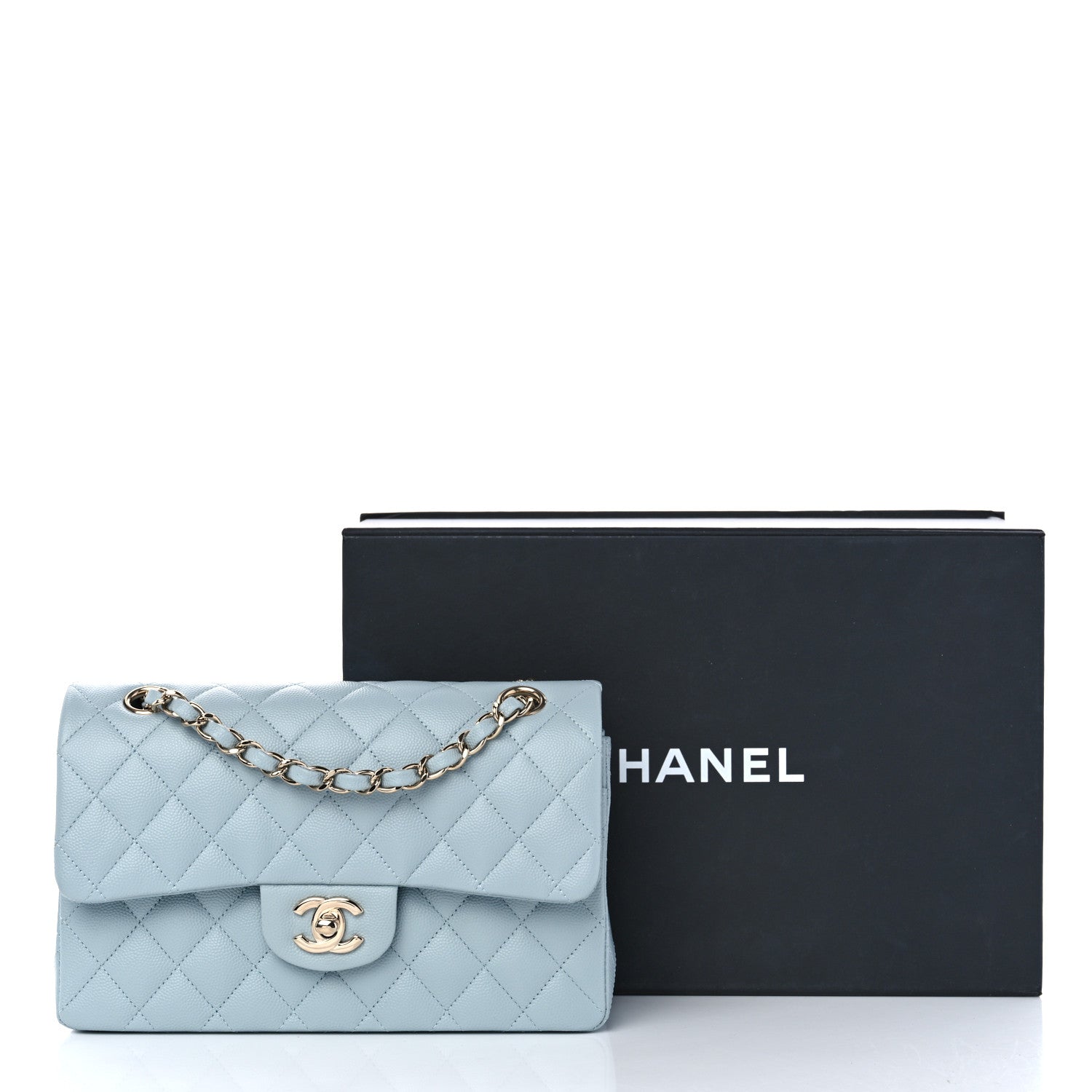 Chanel Caviar Quilted Small Double Flap Light Blue 12 of 12