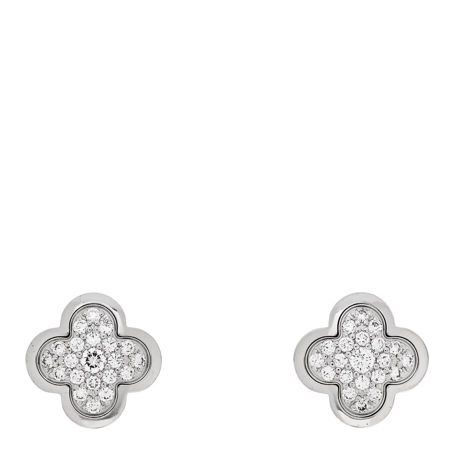 18K White Gold Diamond Pure Alhambra Earrings