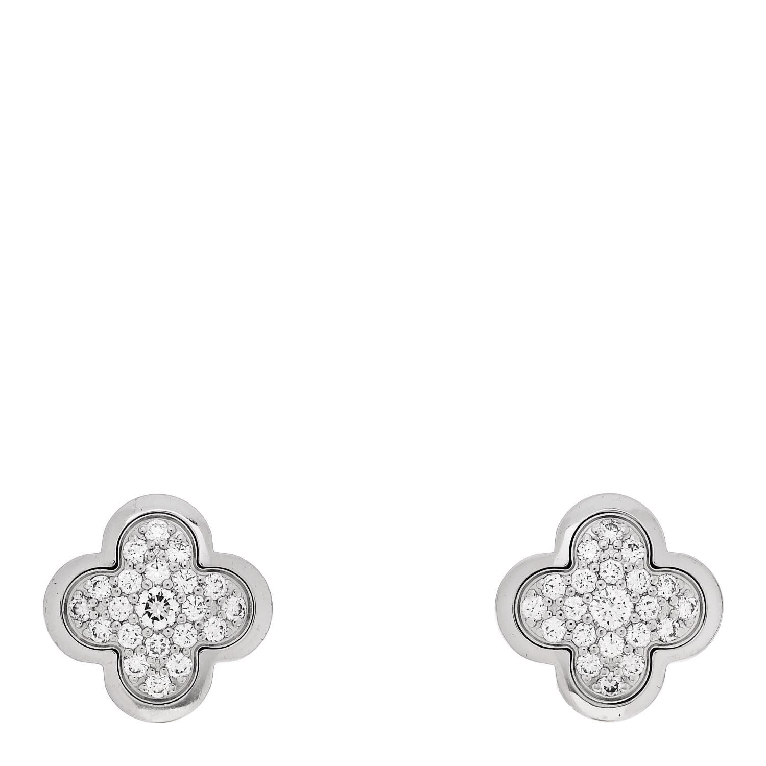 Van Cleef & Arpels 18K White Gold Diamond Pure Alhambra Earrings 1 of 5