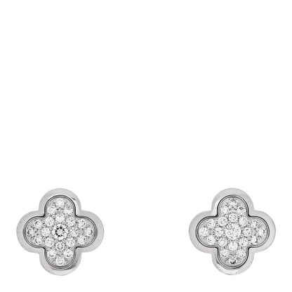 Van Cleef & Arpels 18K White Gold Diamond Pure Alhambra Earrings 1 of 5