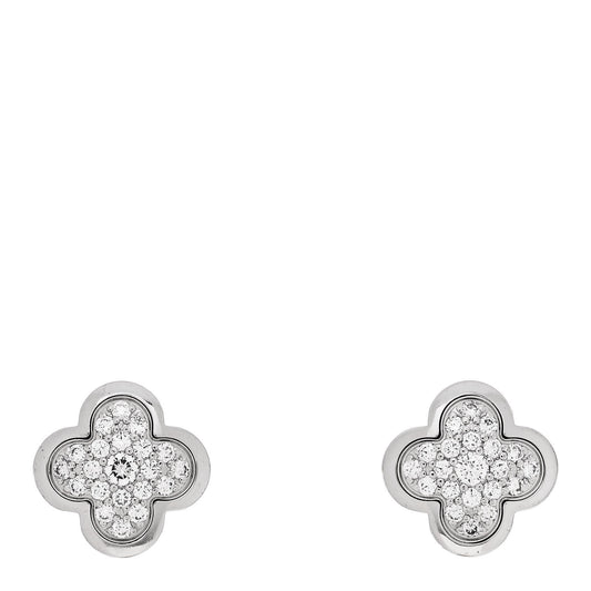 18K White Gold Diamond Pure Alhambra Earrings