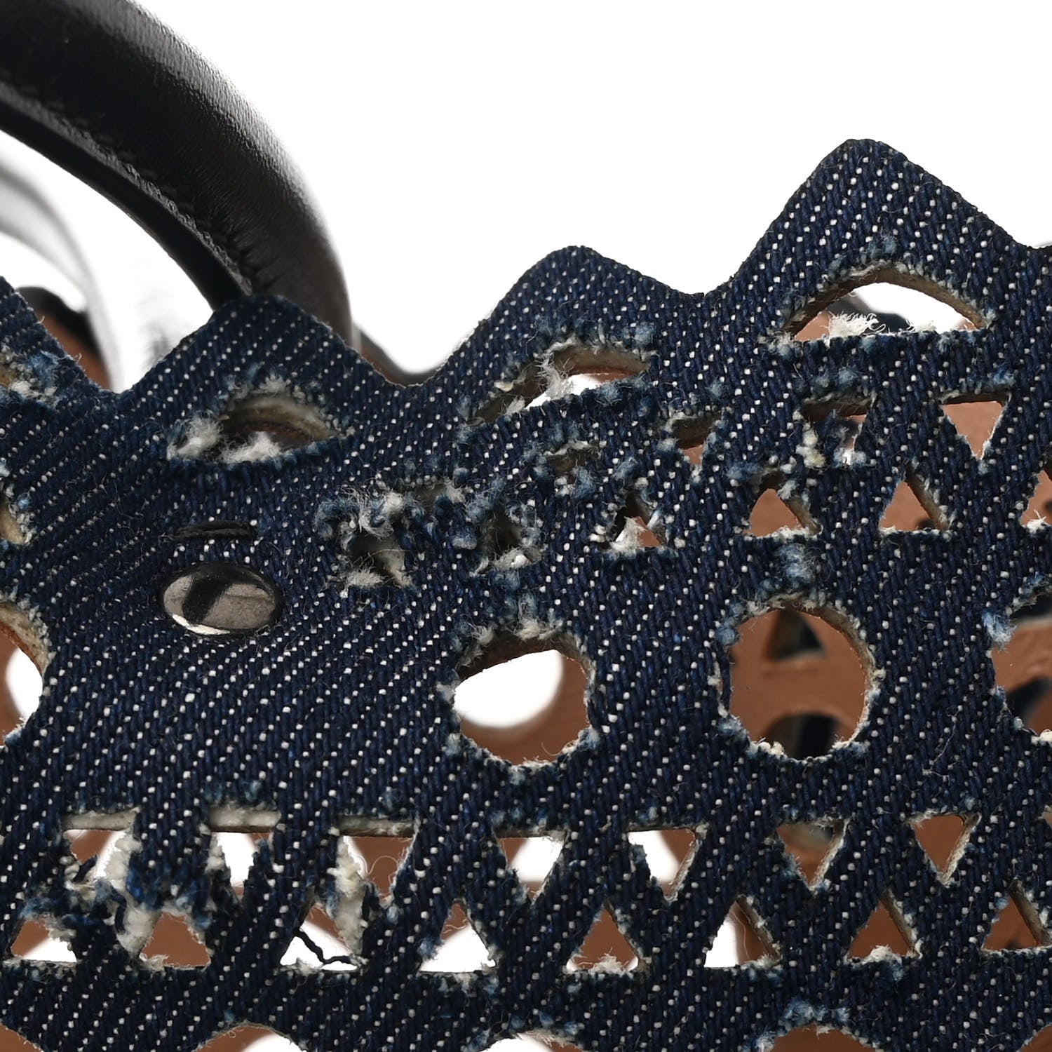 Alaia Denim Laser Cut Garance Tote Blue 13 of 14