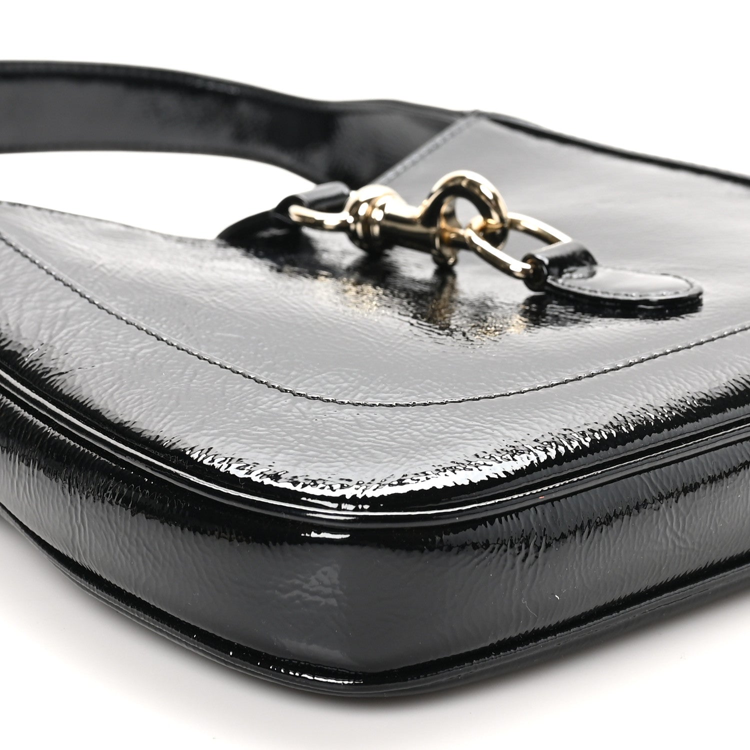Gucci Patent Calfskin Small Jackie Shoulder Bag Black 9 of 10