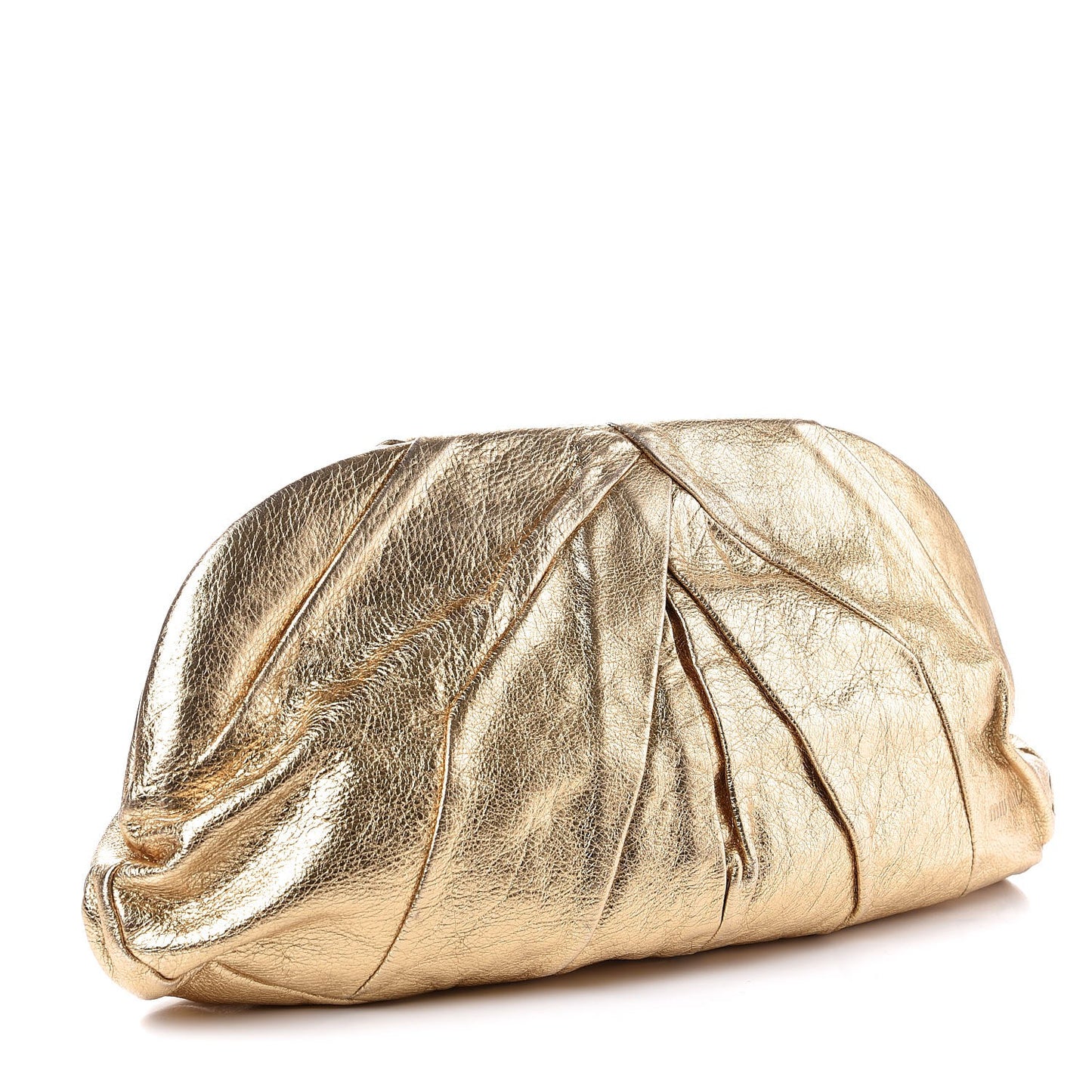 Metallic Soft Calfskin Oversized Clutch Gold