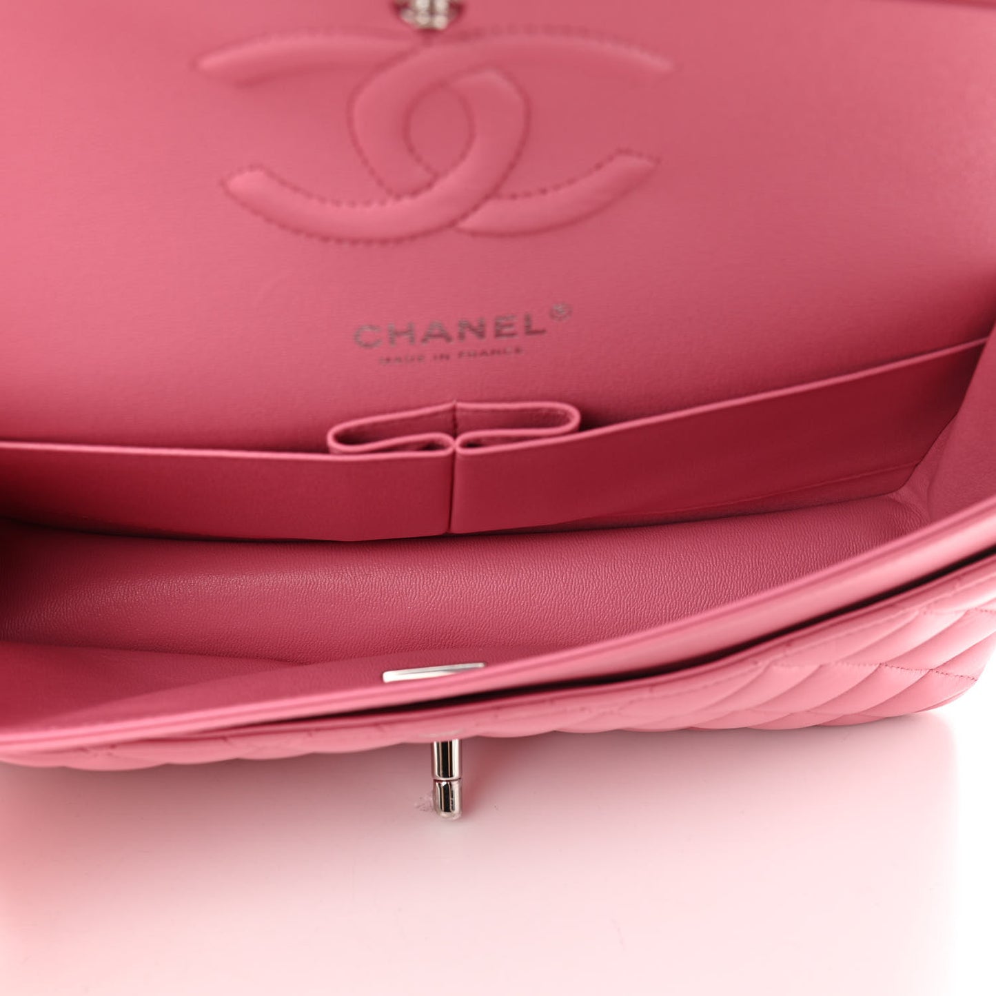 Lambskin Quilted Medium Double Flap Pink
