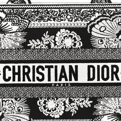 Christian Dior Canvas Butterfly Bandana Embroidered Medium Book Tote Black White 8 of 10