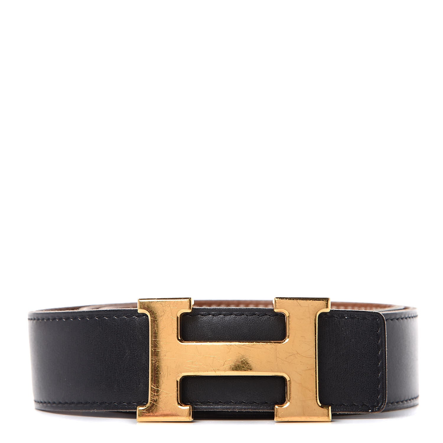 Hermes Box Togo 32mm H Belt 78 Black Gold 1 of 9