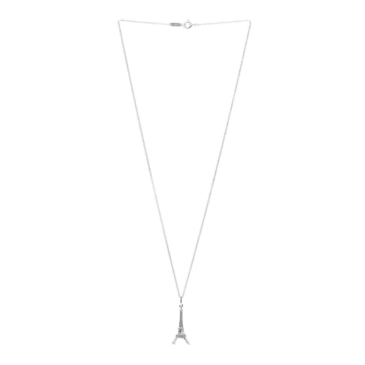 Sterling Silver Eiffel Tower Charm Pendant Necklace